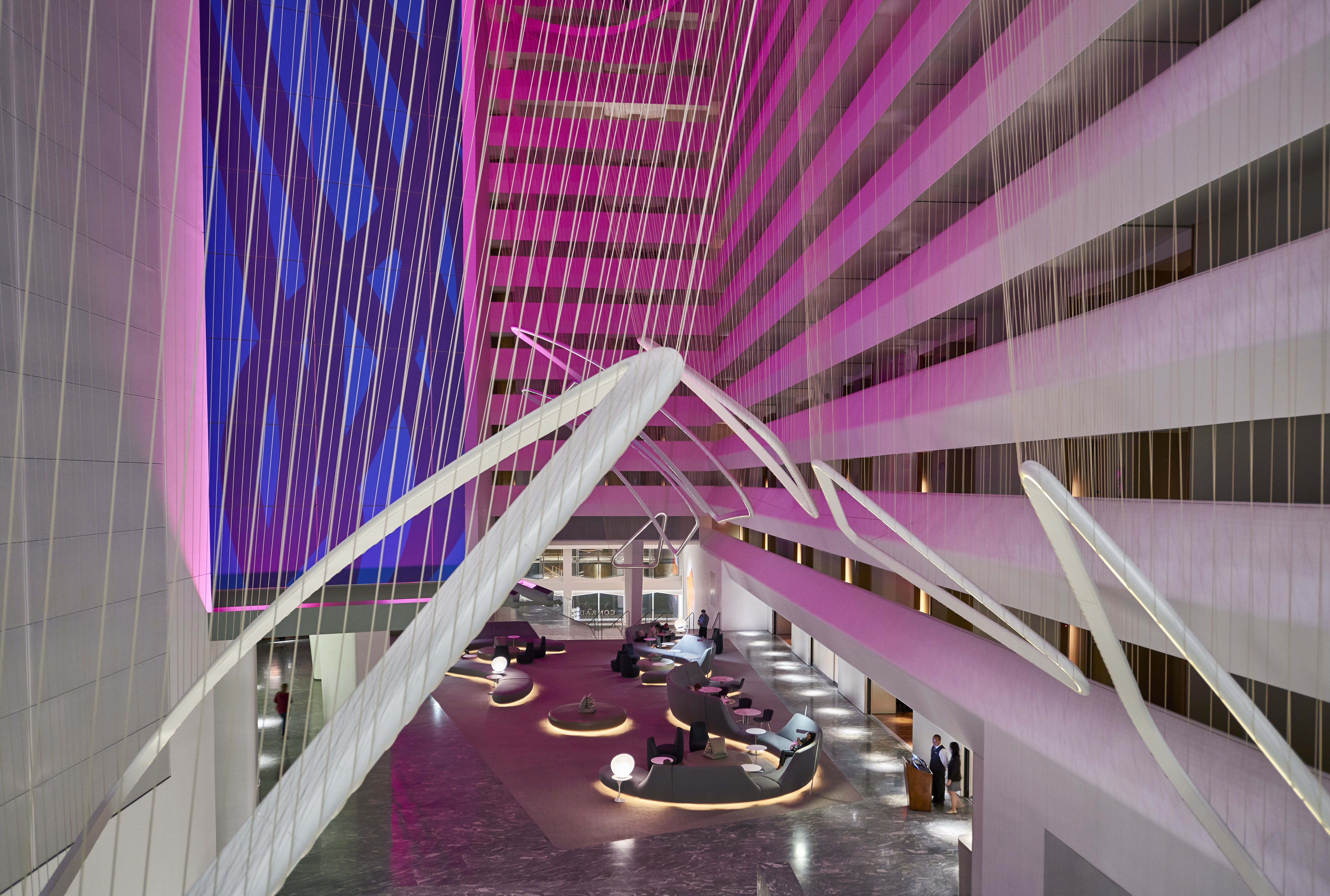 Conrad New York Downtown Lobby Interior at night